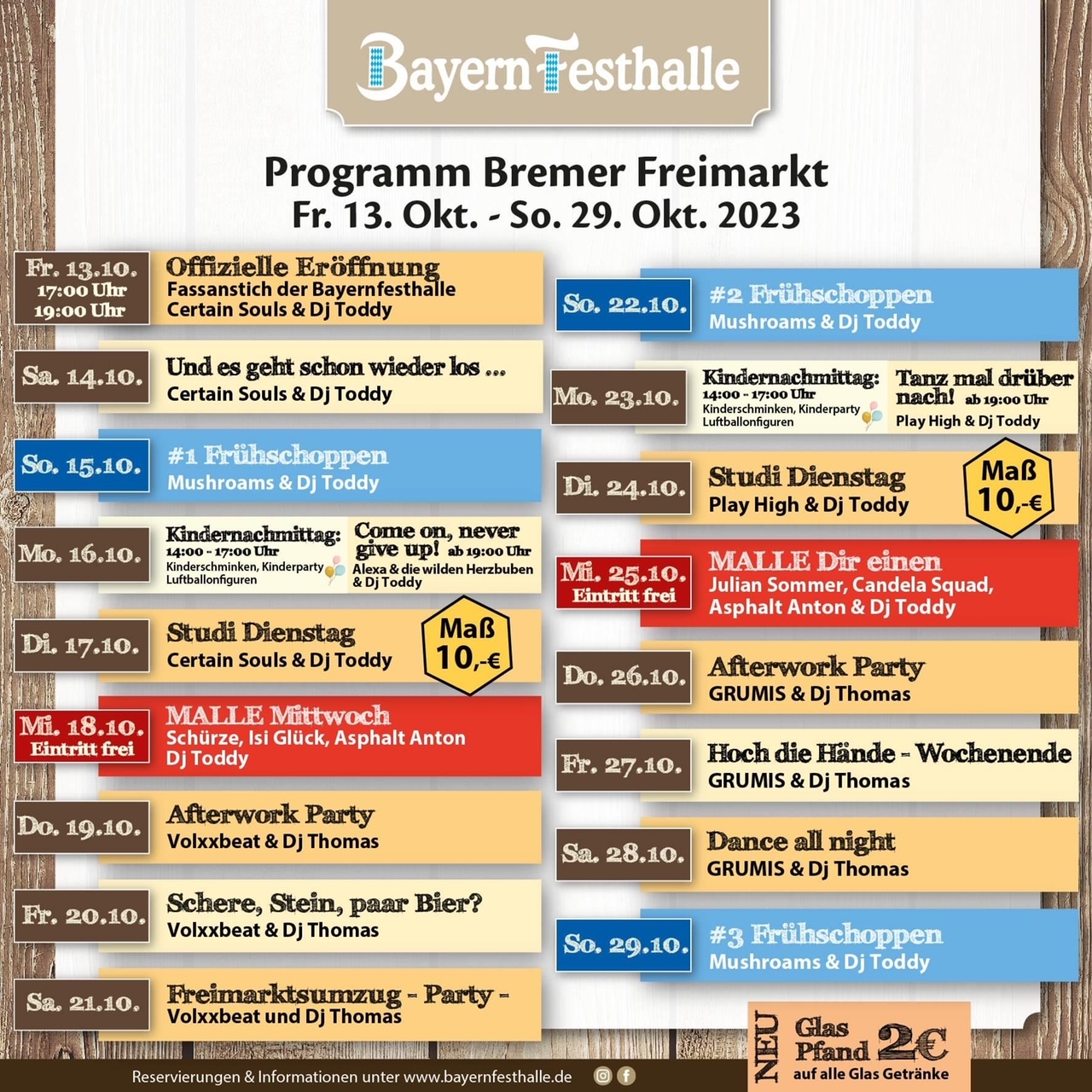 Bayernzelt Programm 2023 Freimarkt Bremen
